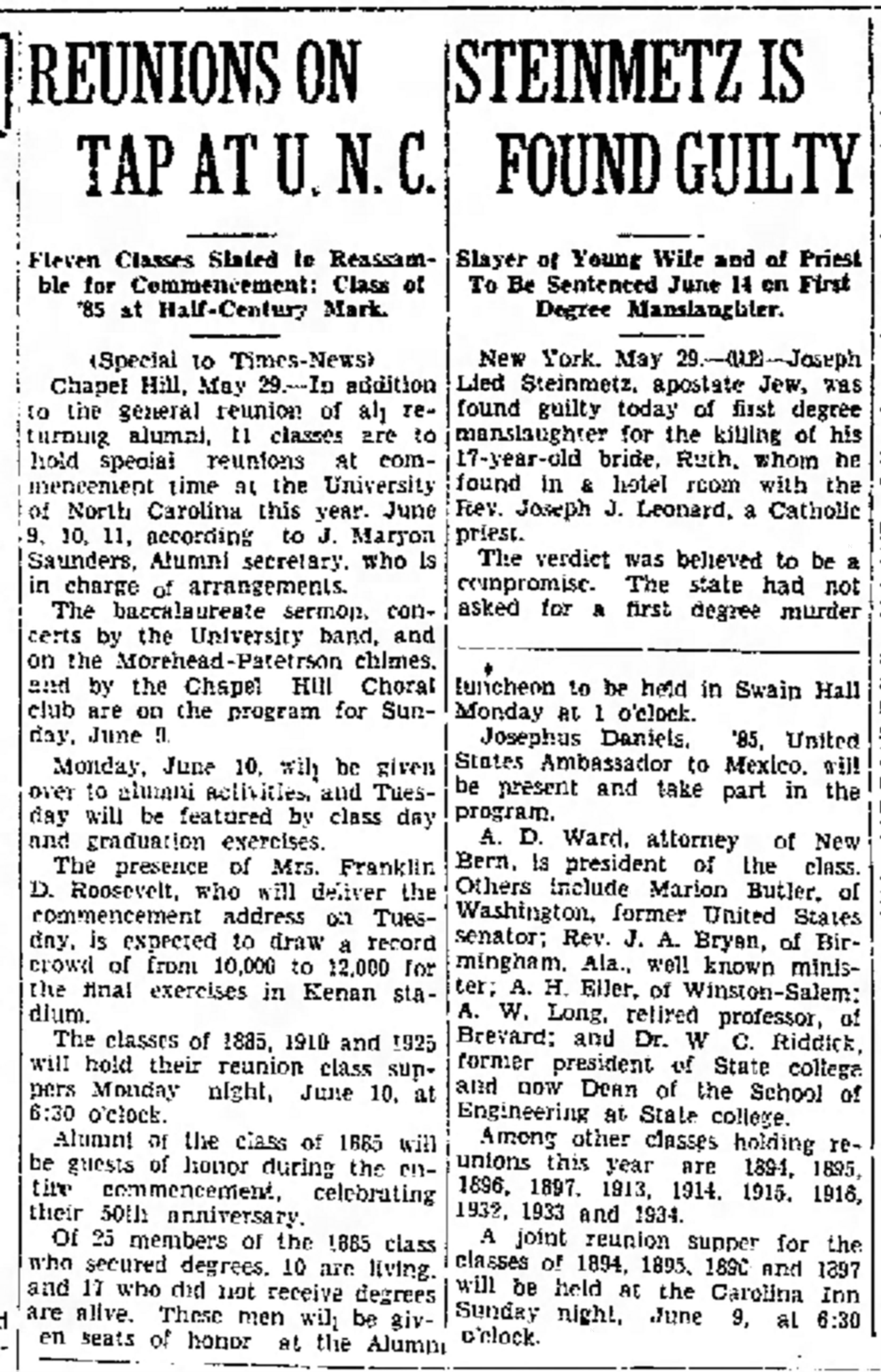 Reunions on Tap at UNC